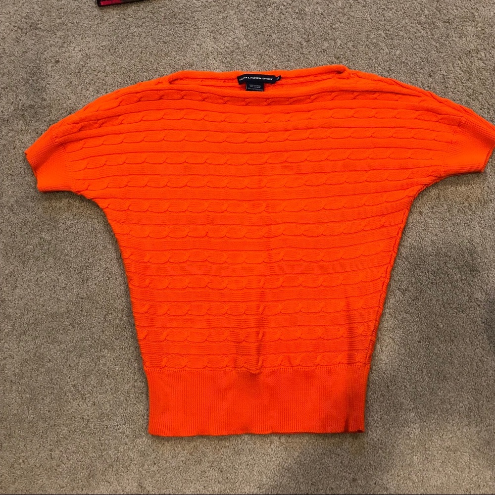 Ralph Lauren Sport Orange Batwing Sweater Sz L
